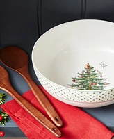 Spode Christmas Tree Serving Bowl & Wooden Servers