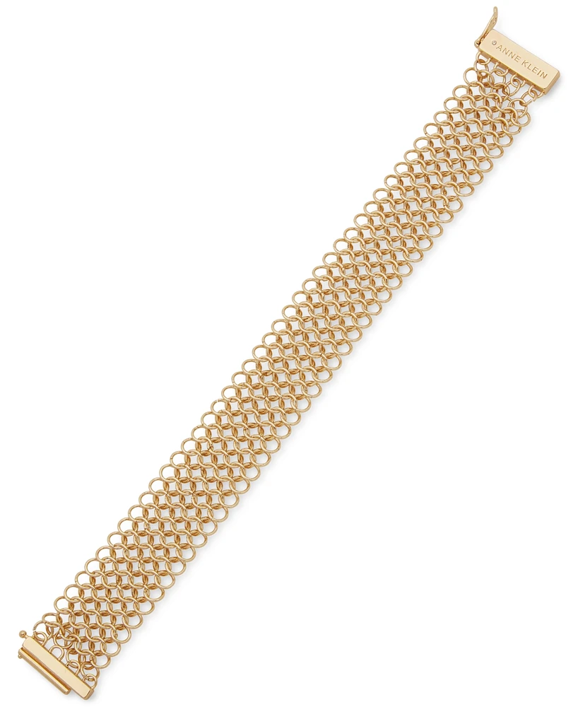 Anne Klein Gold-Tone Mesh Chain Foldover Flex Bracelet