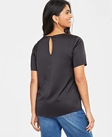 On 34th Women's Satin Relaxed Short-Sleeve Top, Created for Macy's