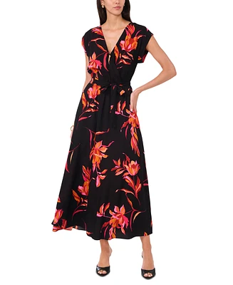 Sam & Jess Women's Printed Faux-Wrap Maxi Dress