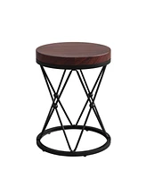 Tribesigns Round End Table, 20" Modern Side Table Small Accent Nightstand with Metal Frame, Wooden Circle Bedside Table for Living Room Sofa Couch, Be