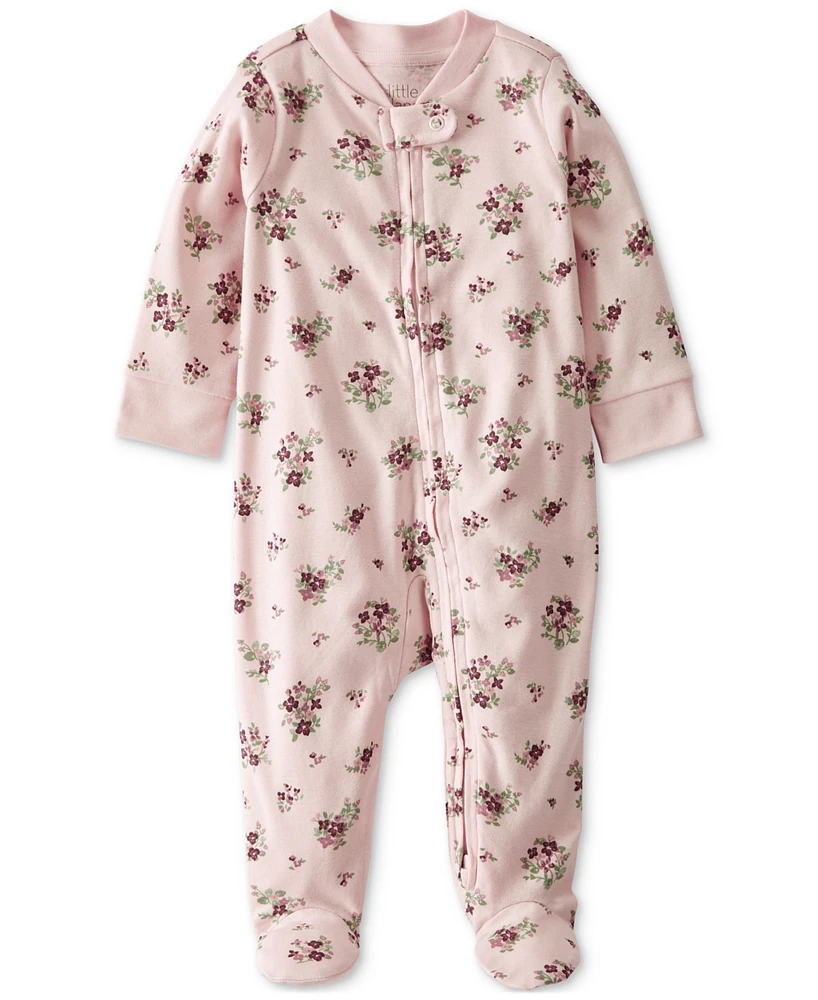 Little Planet by Carter's Baby Girls Organic Cotton Sleep & Play Wildberry Bouquet Footed Pajamas