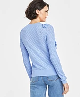 On 34th Women's Pointelle Ruffle-Trim Sweater, Created for Macy's