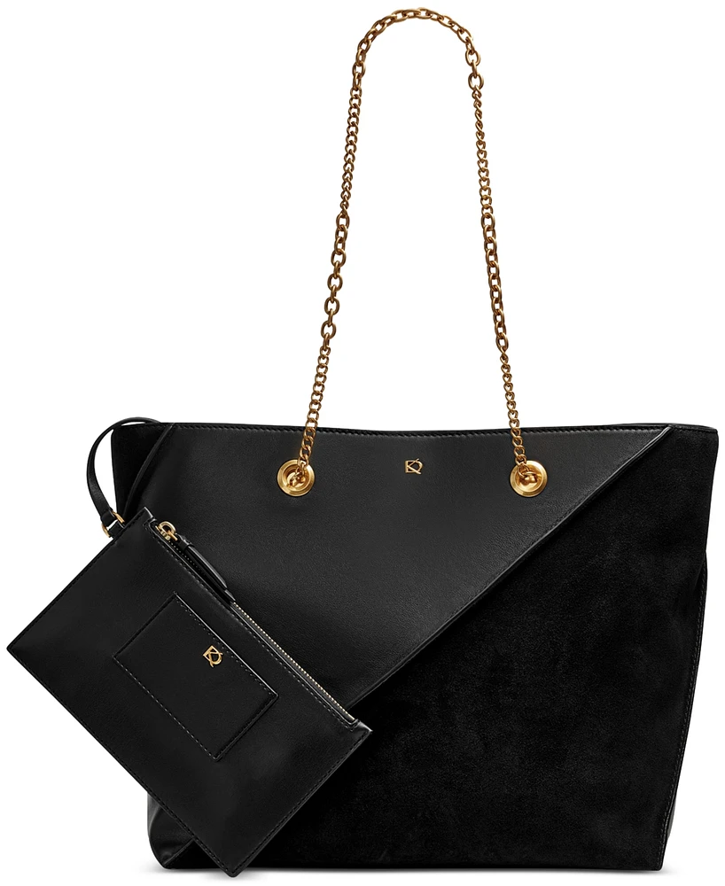 Donna Karan Setauket Leather & Suede Tote with Chain Strap