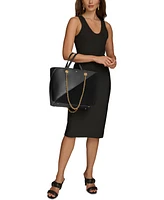 Donna Karan Setauket Leather & Suede Tote with Chain Strap