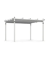 Slickblue Outdoor Pergola with Retractable Canopy and Aluminum Frame