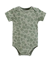 Hudson Baby Baby Boys Cotton Bodysuits, Wild Leaf Safari, Months