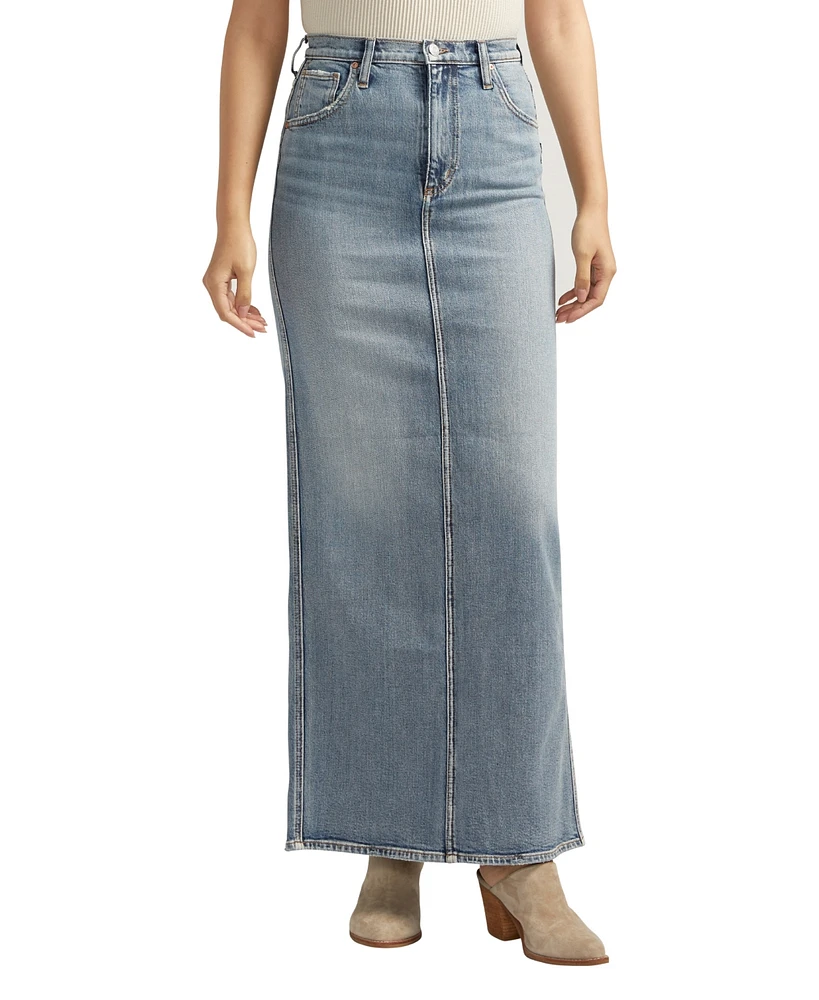 Silver Jeans Co. Women's Back-Slit Maxi Jean Skirt