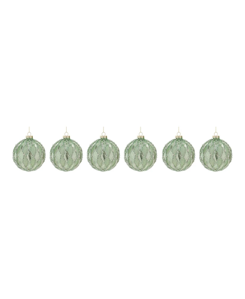 Slickblue Beaded Mercury Glass Ball Ornament (Set of 6)