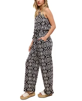 John Paul Richard Women's Petite Printed Jersey Cut-Out Halter Jumpsuit