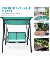 2 Person Patio Swing with Weather Resistant Glider and Adjustable Canopy