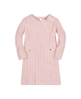 Hope & Henry Big Girls Organic Long Sleeve Bow Detail Cable Sweater Dress