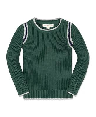 Hope & Henry Baby Boys Organic Long Sleeve Sporty Crew Neck Sweater with Stripe Piecing