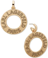 Karl Lagerfeld Paris Gold-Tone Logo Circle Drop Earrings