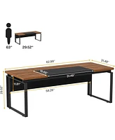 Tribesigns 63" Modern Conference Table with Splicing Board, 5FT Meeting Tables for Home Office, Business Training Seminar Stylish Meta