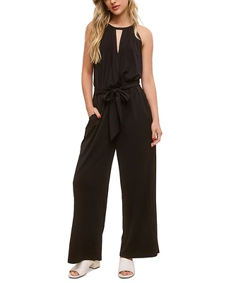 John Paul Richard Women's Petite Jersey Cut-Out Halter Jumpsuit