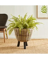 Napa Home & Garden Woven Rattan Dry Basket Plant Riser 21.25"