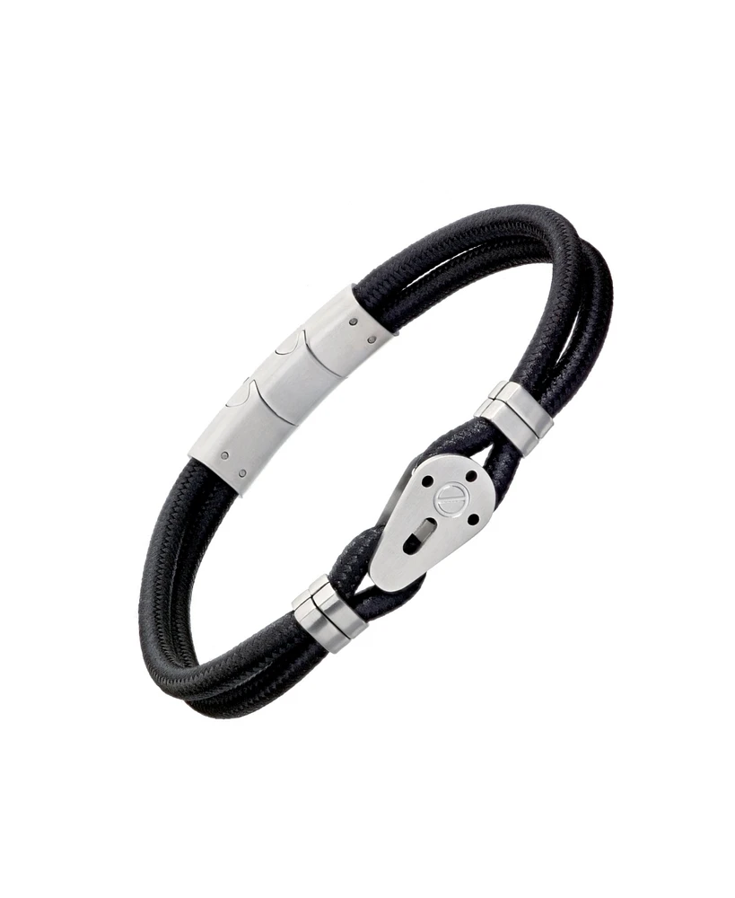 Linkup Sailing Pulley Nylon Cord Bracelet with Brushed Stainless Steel Detail