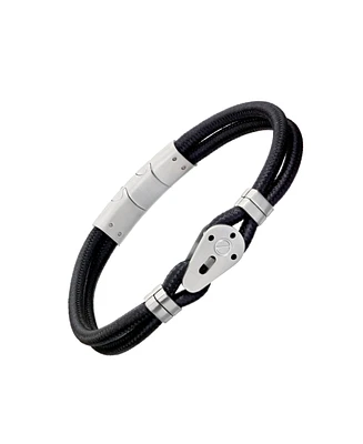 Linkup Sailing Pulley Nylon Cord Bracelet with Brushed Stainless Steel Detail