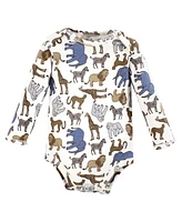 Touched by Nature Baby Boys Organic Cotton Long-Sleeve Bodysuits, Classic Safari