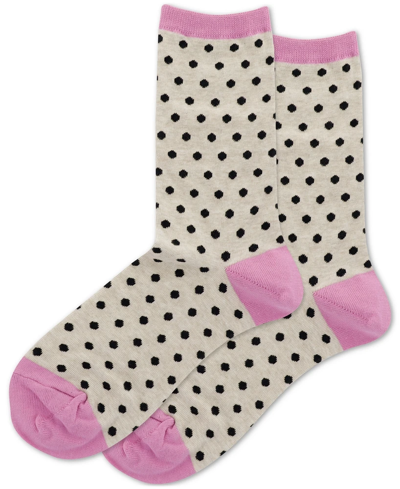 Hot Sox Women's Small Polka Dots Crew Socks