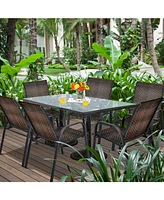 Skonyon Set of 6 Outdoor Pe Wicker Stackable Chairs with Sturdy Steel Frame