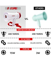 5 Core Megaphone Speaker Kids Mini Bull Horn 15W, Multi-Function w/ Recording, Siren, Volume Control