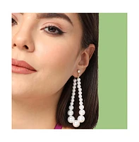 Sohi Women's White Beads Drop Earrings