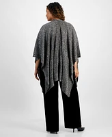 Anne Klein Plus Sequined Knit Open-Front Cape, Created for Macy's