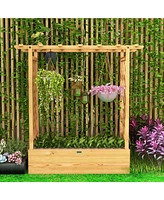 Givimo Raised Garden Bed with Trellis or Climbing Plant and Pot Hanging