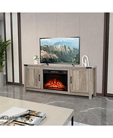 Sugift Electric Fireplace Tv Stand with Storage Cabinets for TVs up to 70 Inch