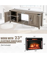 Sugift Electric Fireplace Tv Stand with Storage Cabinets for TVs up to 70 Inch