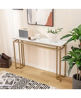 Sugift Modern Entryway Table with Gold Heavy-duty Metal Frame and Anti-toppling Kit for Living Room