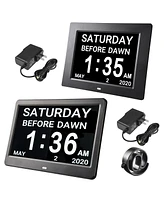 Yescom Lcd Day Clock Digital Calendar Alarm Large Display Dementia Home Office 2 Pack