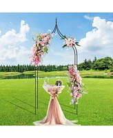 Skonyon 9.5 Feet Decorative Metal Garden Arch for Vine Rose Climbing Wedding Ceremony Party Decoration