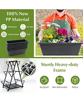 Skonyon 3-Tier Vertical Raised Garden Bed with 4 Wheels and 6 Container Boxes
