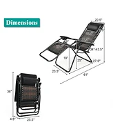 Gymax Set of 2 Folding Rattan Patio Zero Gravity Lounge Chair Recliner w/ Headrest
