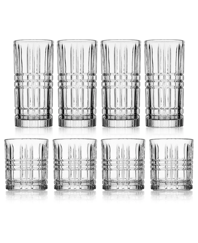 Godinger Set of 4 Double Old Fashioned Glasses and 4 Highballs Glasses