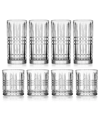 Godinger Set of 4 Double Old Fashioned Glasses and 4 Highballs Glasses