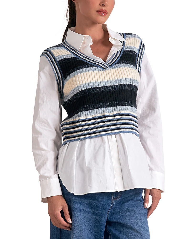 Elan Women's Layered-Look Vest Shirt