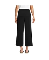 Lands' End Women's Tall Sport Knit Elastic Waist Wide Leg Crop Pants