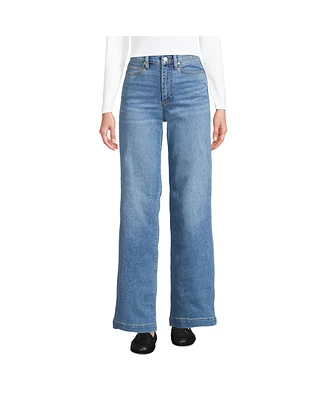 Lands' End Women's Tall Recover High Rise Wide Leg Blue Jeans