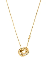 Michael Kors Brass Baguette Interlocking Pendant Necklace