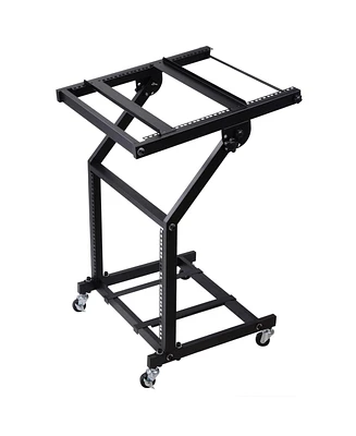 Yescom 9U Dj Mixer Stand Adjustable Rack Mount Rolling Stage Cart Studio Music Show