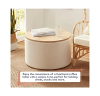 Parker Large Round Coffee Table Storage Ottoman