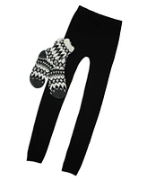 Memoi Women's Black & White Diamond Cozy Sock Legging Set