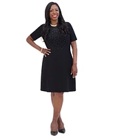 Kasper Women's Embellished Short-Sleeve Fit & Flare Dress