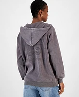 Ultra Flirt Juniors' Full-Zip Applique Boyfriend Hoodie