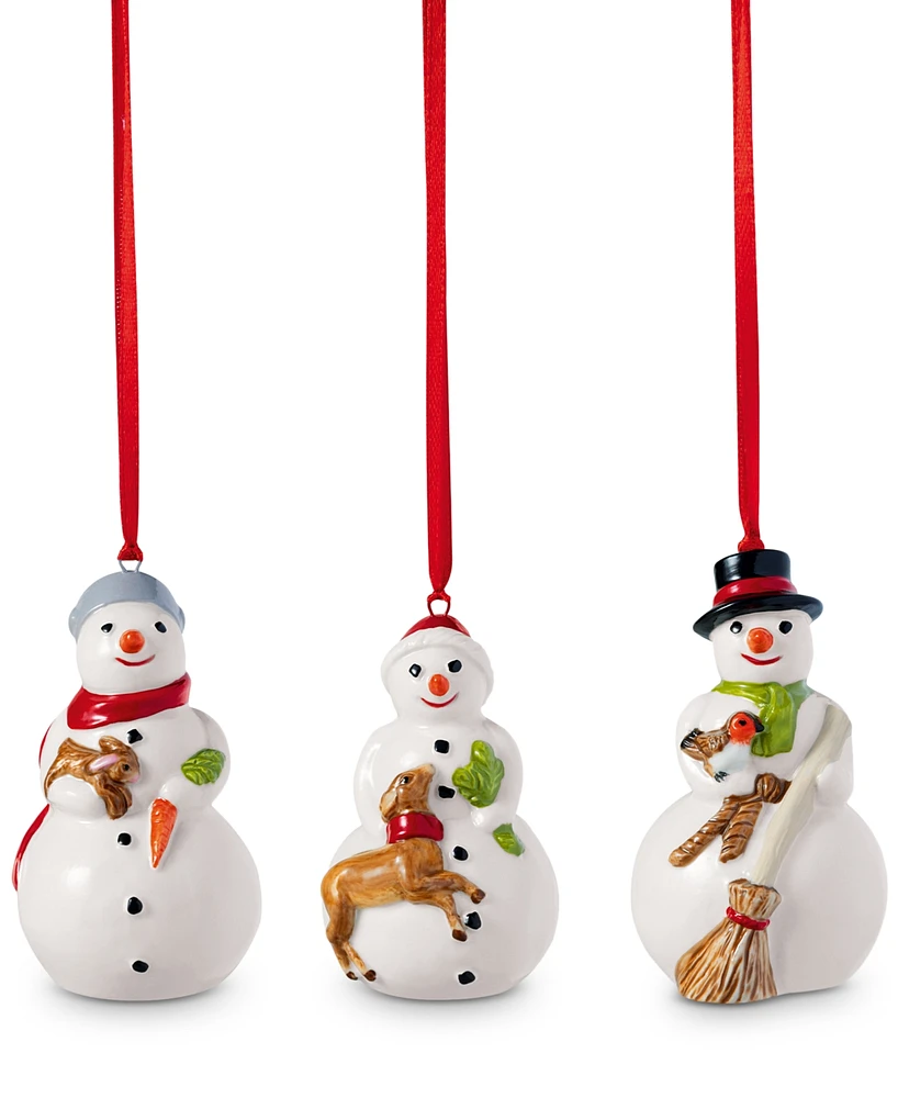 Villeroy & Boch Nostalgic Snowman Ornaments, Set of 3