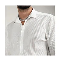 Campus Sutra Men's Chalk White Pleat-Creased Shirt